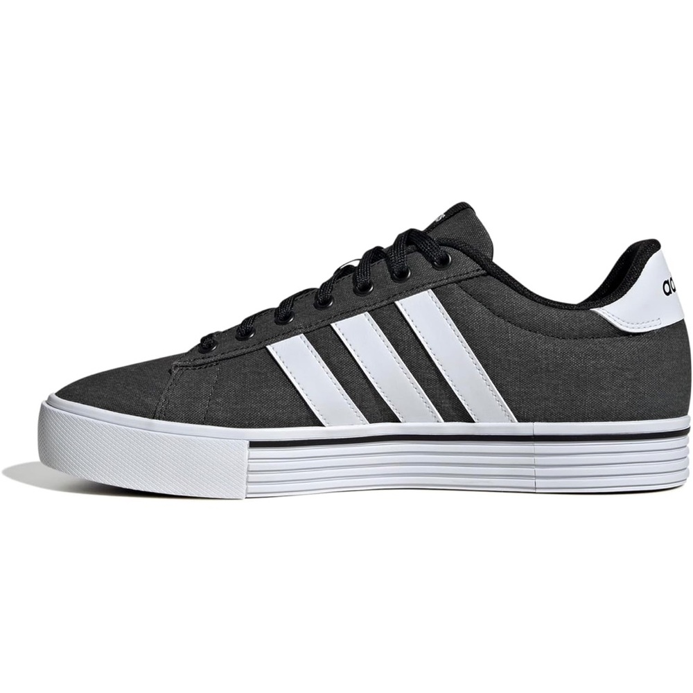 adidas Black Canvas Low-Top Sneaker with White Stripes
